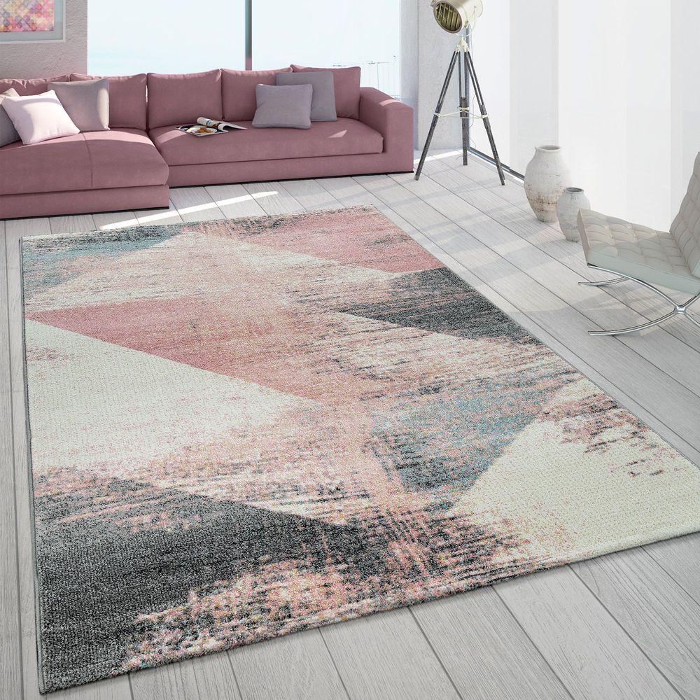 Area Rug Mero Modern Abstract Design - Pink White Grey-0