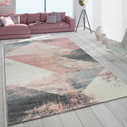 Area Rug Mero Modern Abstract Design - Pink White Grey-0