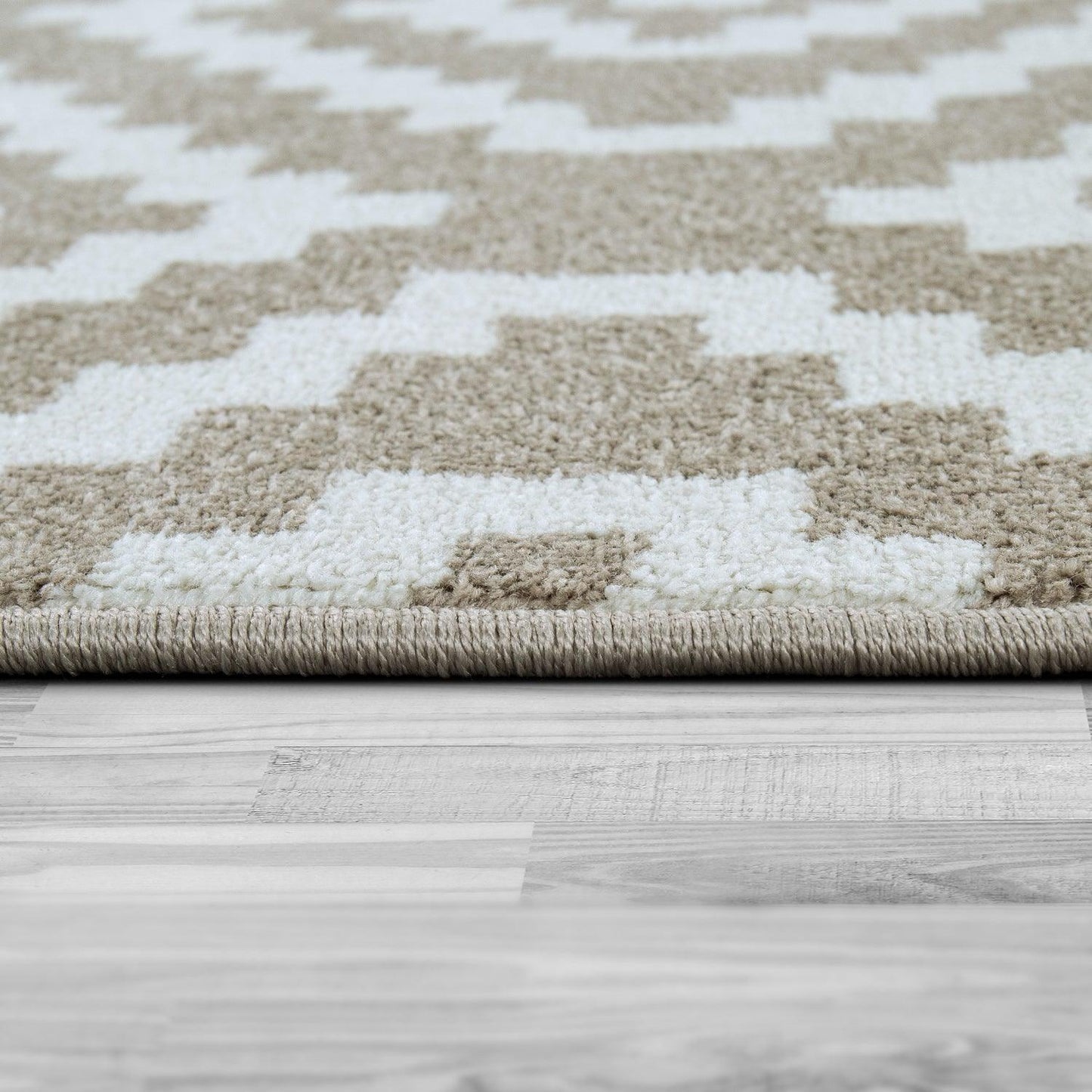 Area Rug Stella Moroccan Diamond Pattern - Pastel Beige White-3