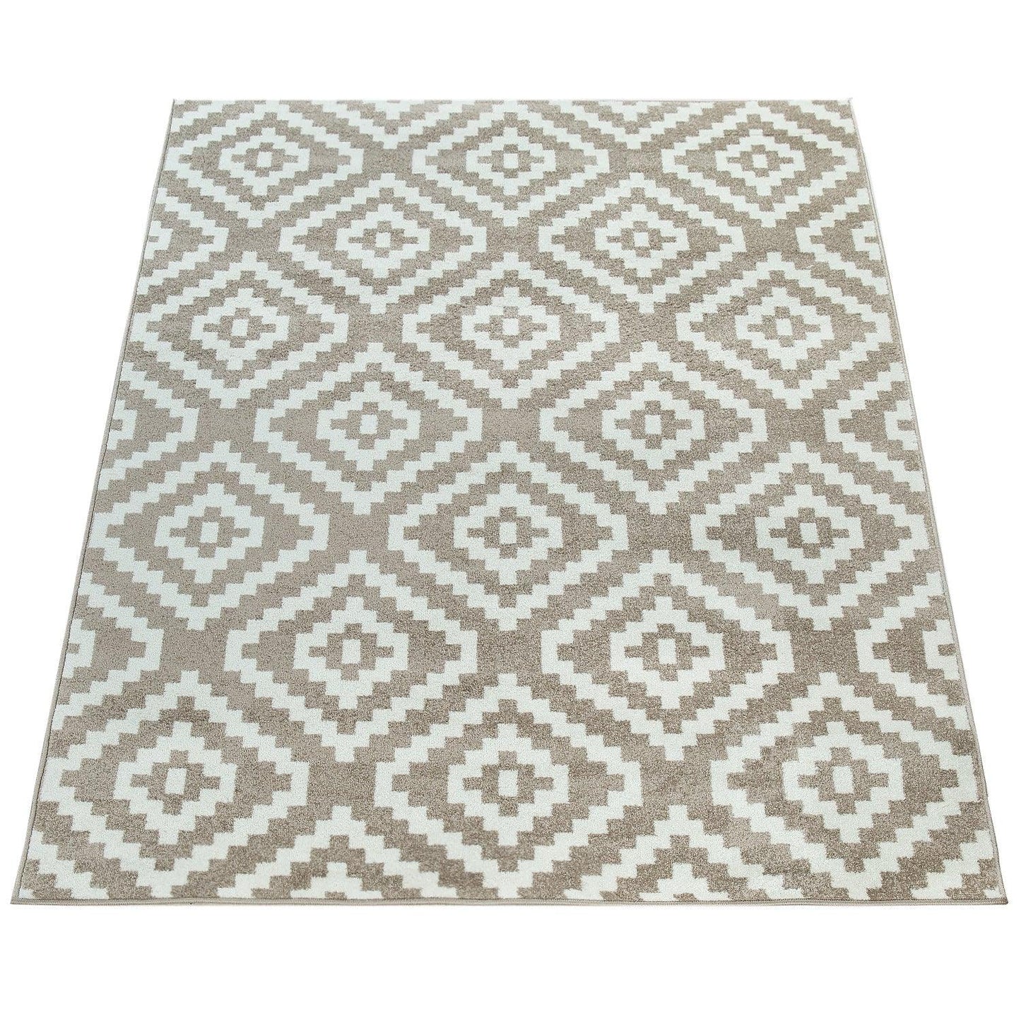 Area Rug Stella Moroccan Diamond Pattern - Pastel Beige White-4