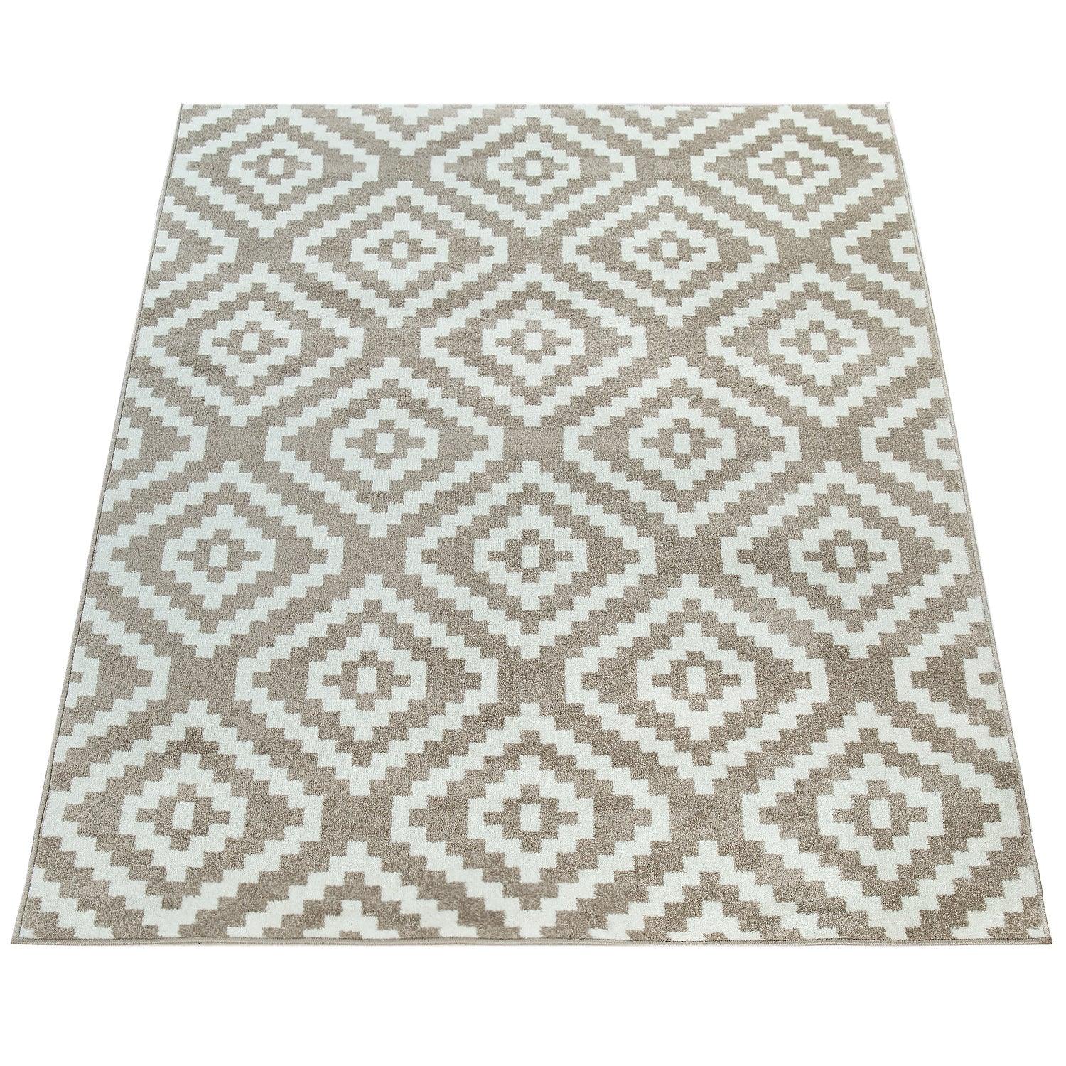 Area Rug Stella Moroccan Diamond Pattern - Pastel Beige White-4