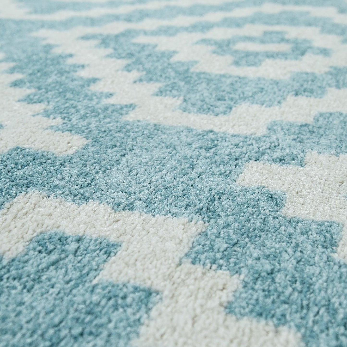 Area Rug Stella Moroccan Diamond Pattern - Pastel Blue White-1