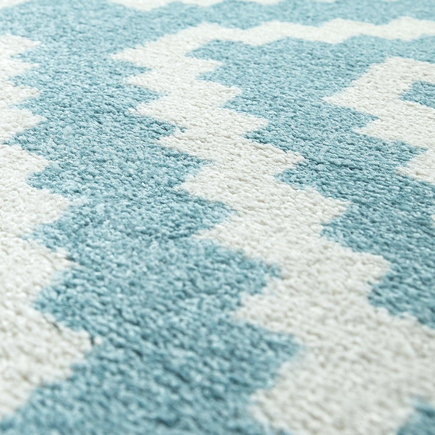 Area Rug Stella Moroccan Diamond Pattern - Pastel Blue White-2