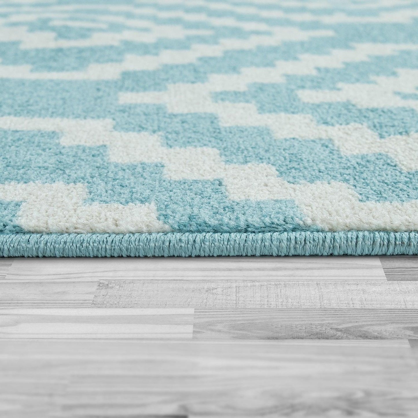 Area Rug Stella Moroccan Diamond Pattern - Pastel Blue White-3