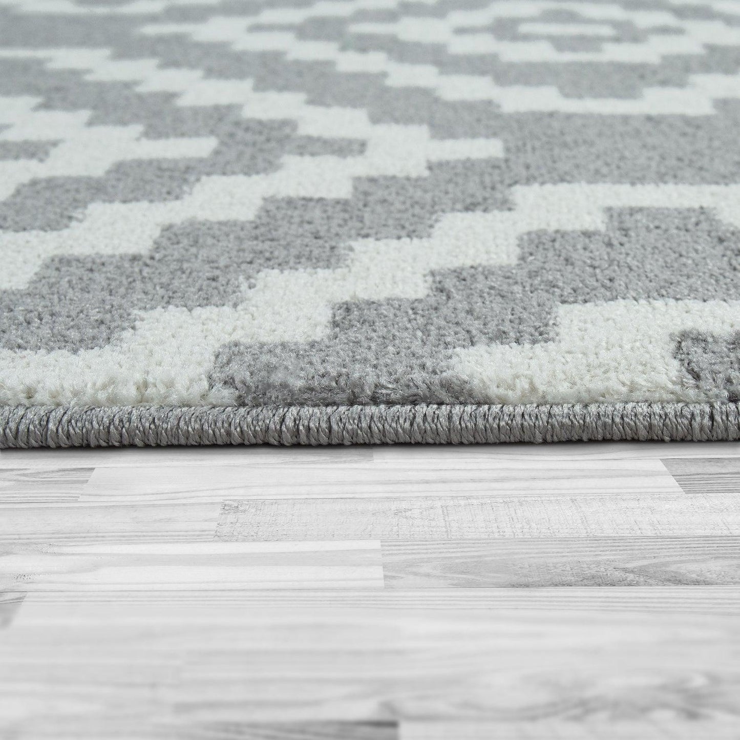 Area Rug Stella Moroccan Diamond Pattern - Pastel Grey White-3