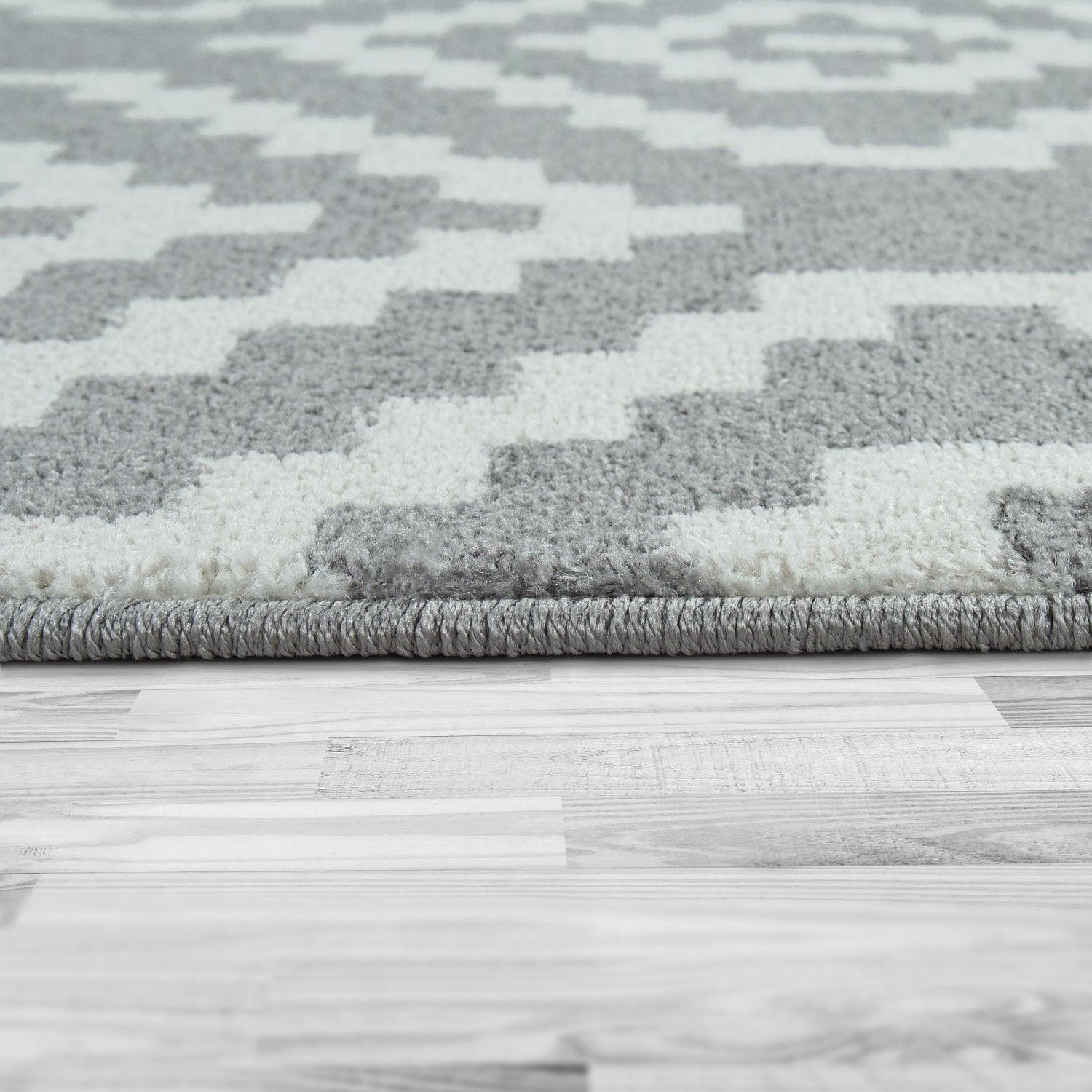 Area Rug Stella Moroccan Diamond Pattern - Pastel Grey White-3