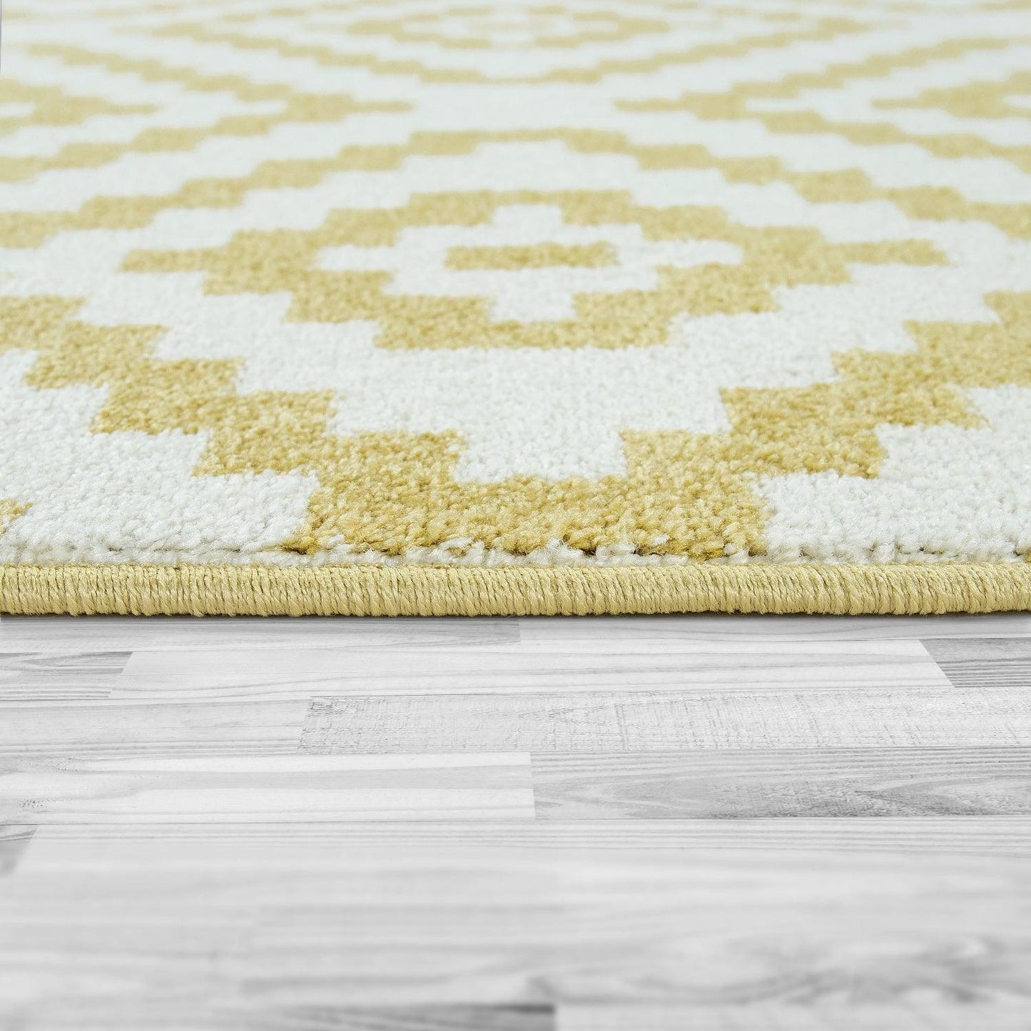 Area Rug Stella Moroccan Diamond Pattern - Pastel Yellow-White-3