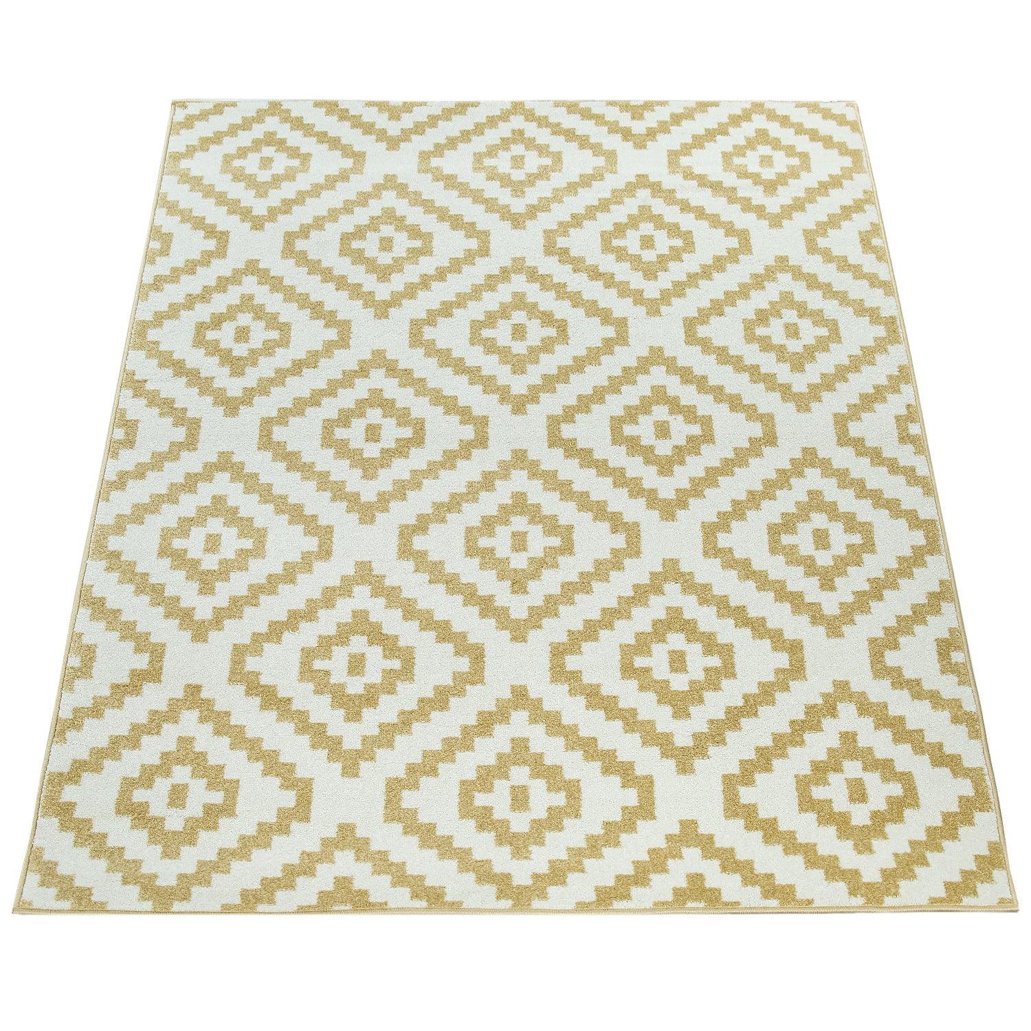 Area Rug Stella Moroccan Diamond Pattern - Pastel Yellow-White-4