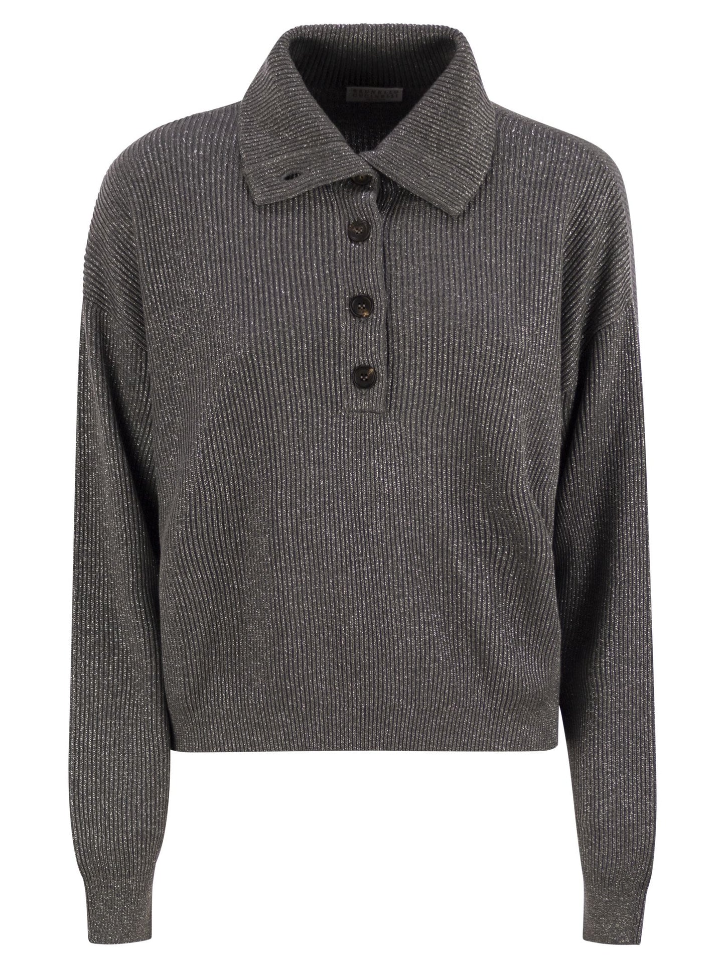 Brunello Cucinelli Women Cotton And Viscose Rib Knit High Collar