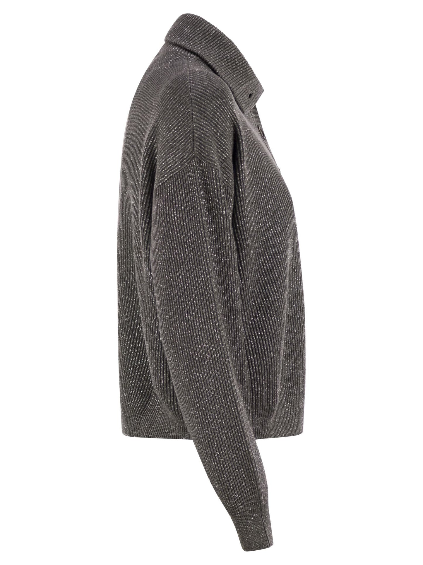Brunello Cucinelli Women Cotton And Viscose Rib Knit High Collar