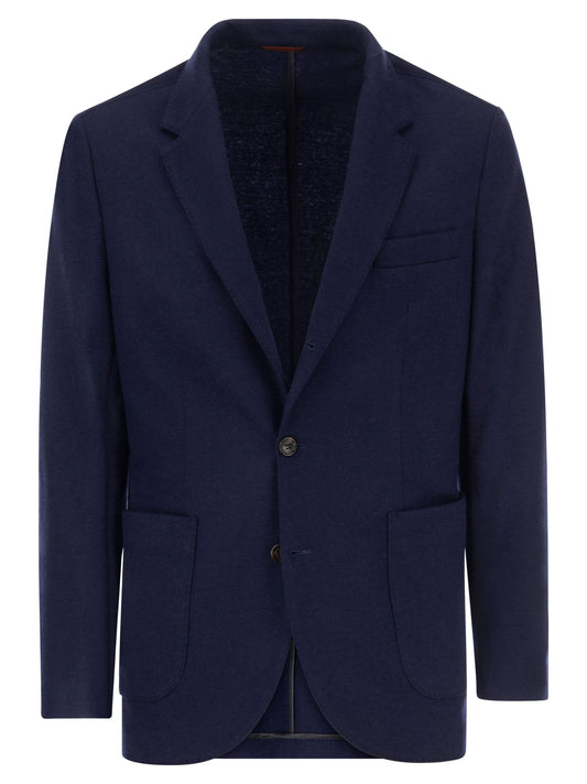 Brunello Cucinelli Men Cashmere Jersey Blazer With Patch Pockets