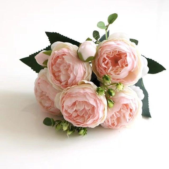 Artificial Roses Flowers Bundle Of Beautiful Silk Peony Bouquet For Home Wedding Party Scrapbook Decoration Accessories         Artificial Rose Flowers Bouquet Silk Flowers Rose for Home Bridal Wedding Party Festival Decor
