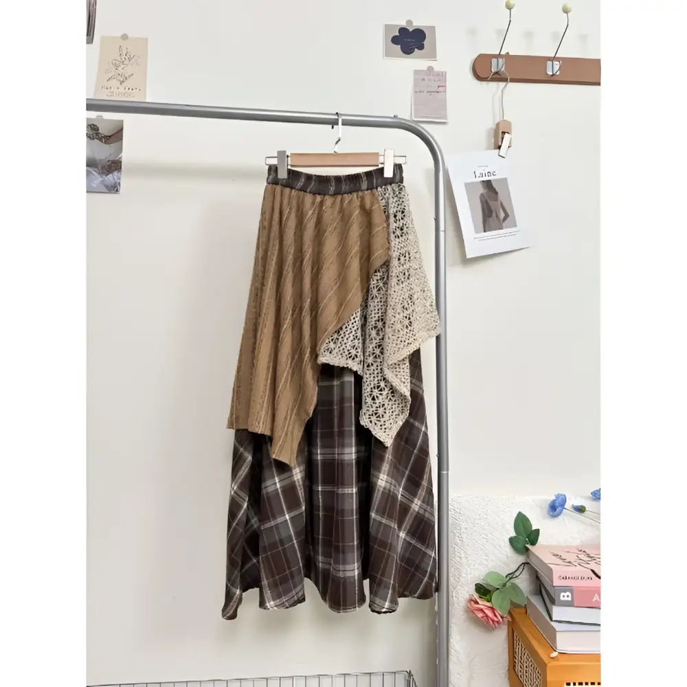 Asymmetric Patchwork Fashion Personality Retro Skirt