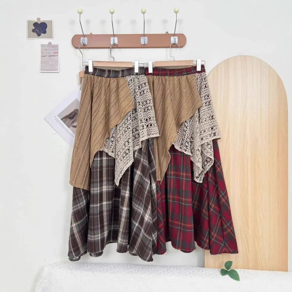 Asymmetric Patchwork Fashion Personality Retro Skirt