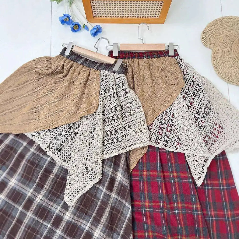 Asymmetric Patchwork Fashion Personality Retro Skirt