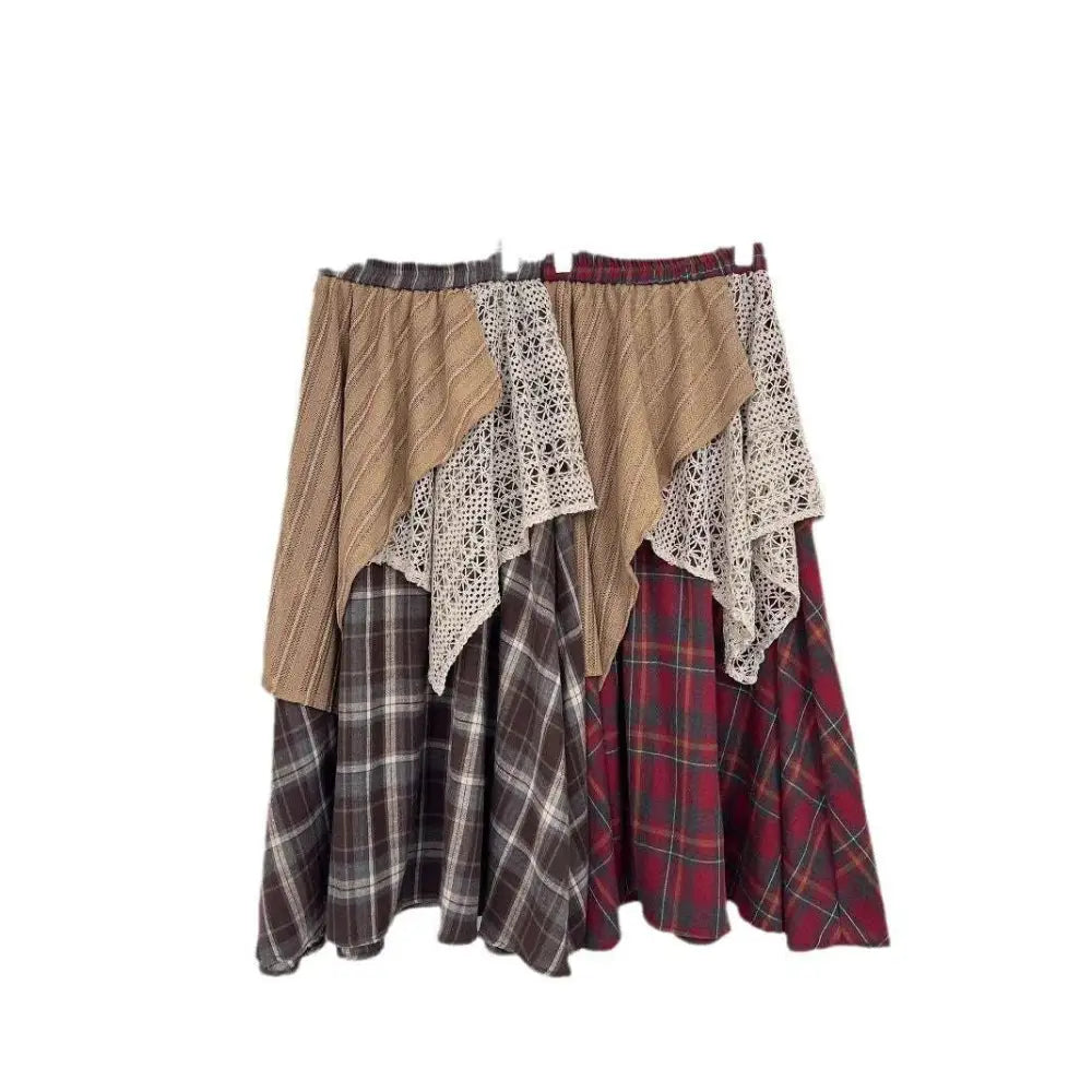 Asymmetric Patchwork Fashion Personality Retro Skirt