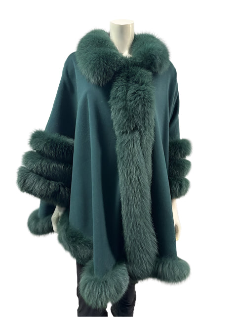 Cashmere & Arctic Fox Tuxedo Cape