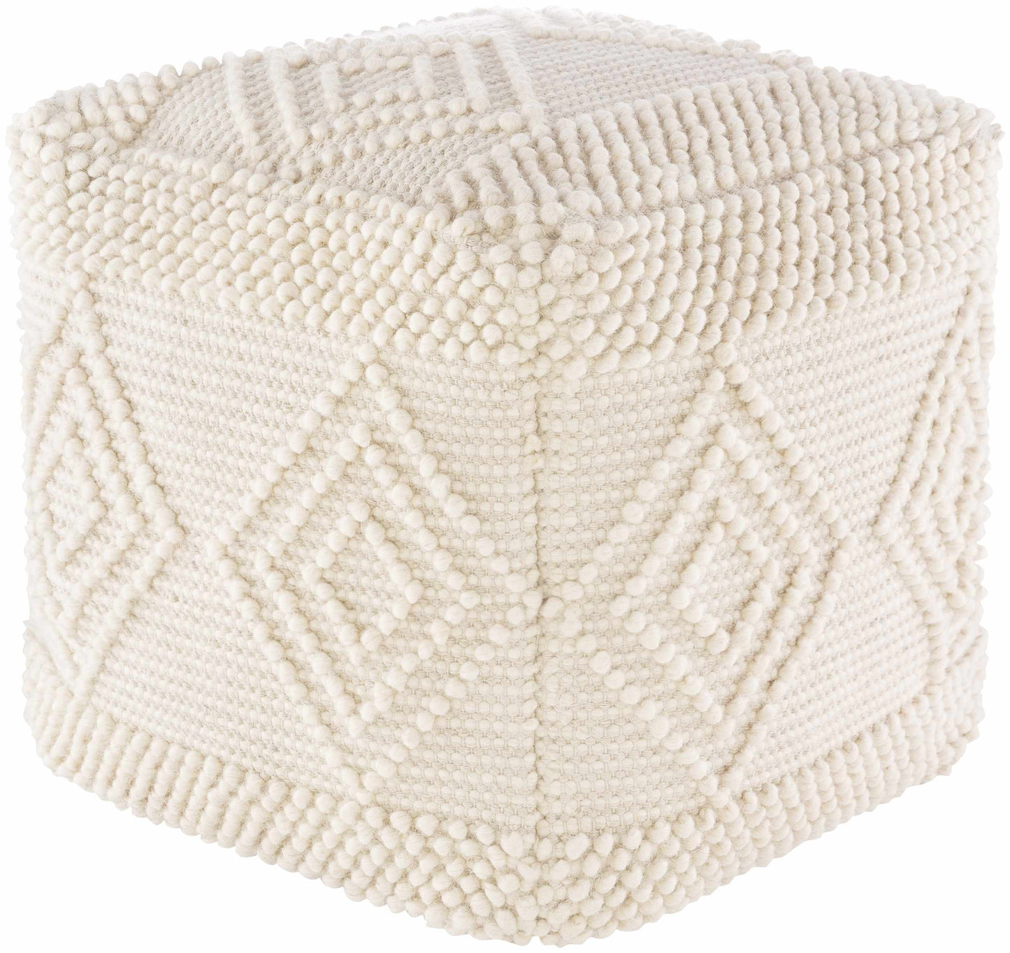 Aveley Beige Cotton Knitted Pouf-1