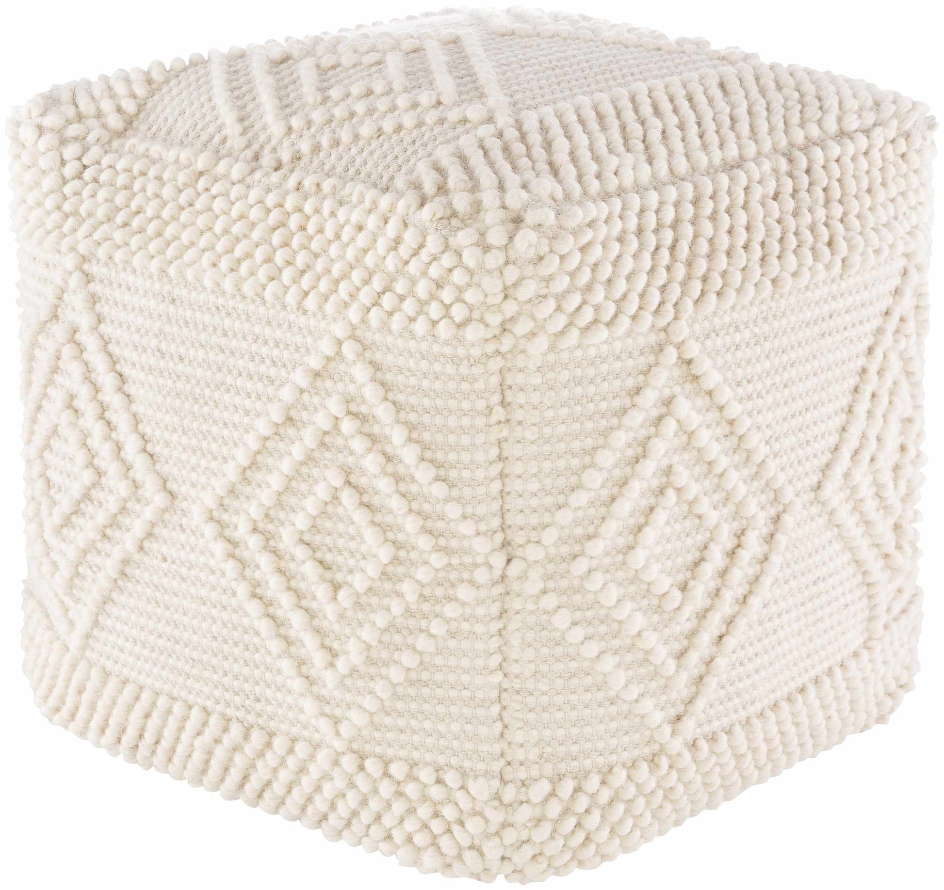 Aveley Beige Cotton Knitted Pouf-1