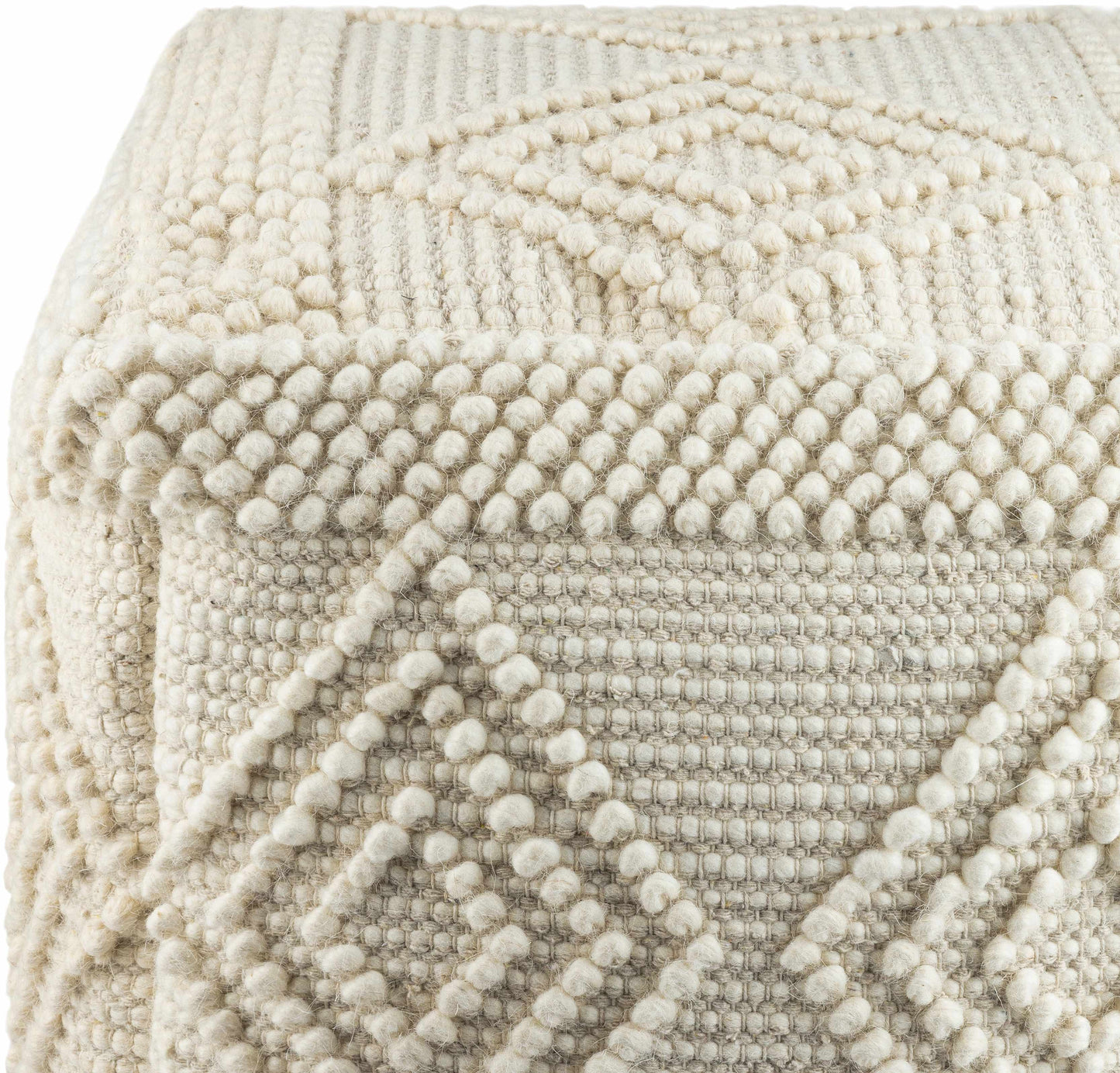 Aveley Beige Cotton Knitted Pouf-3