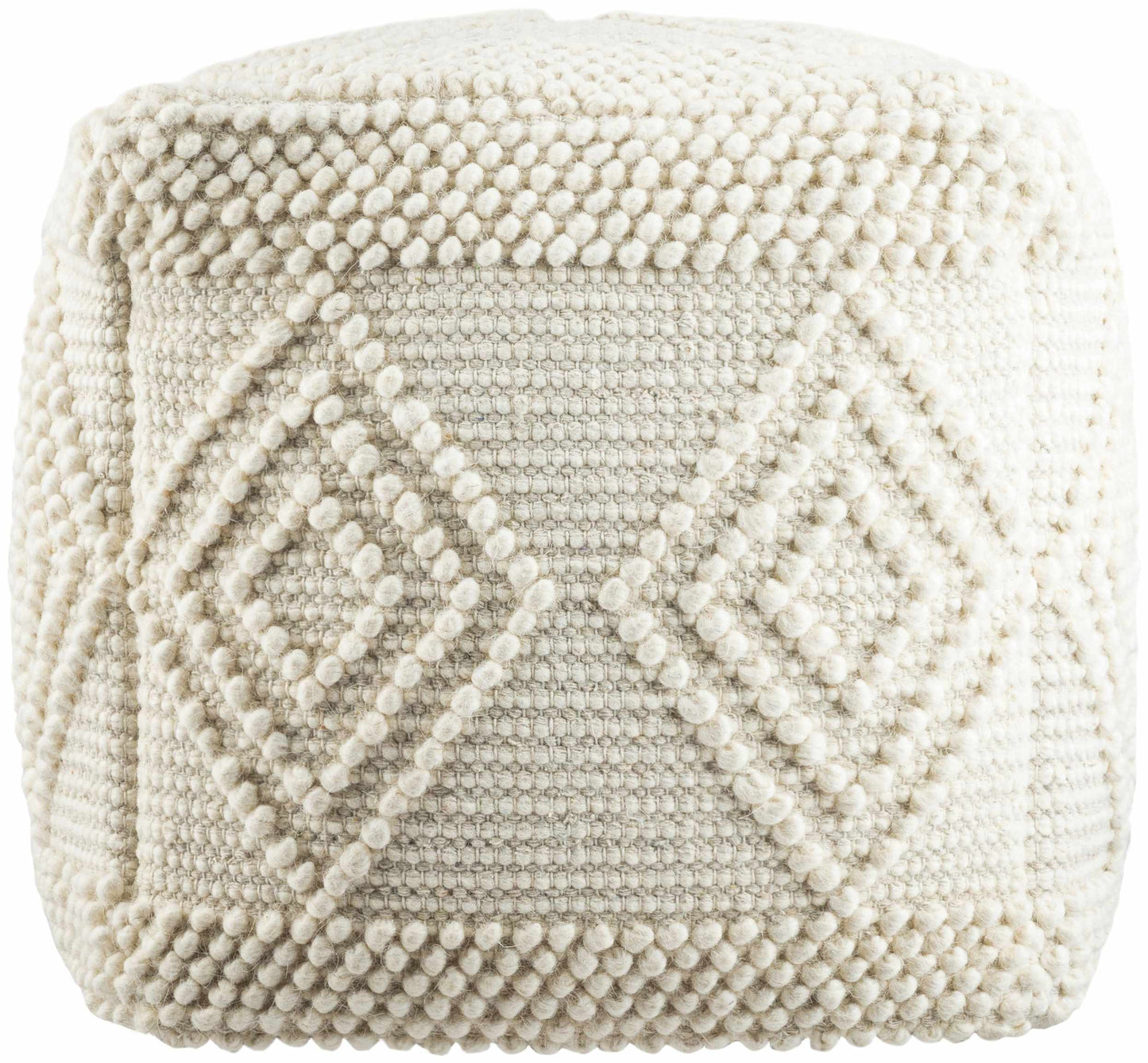 Aveley Beige Cotton Knitted Pouf-4