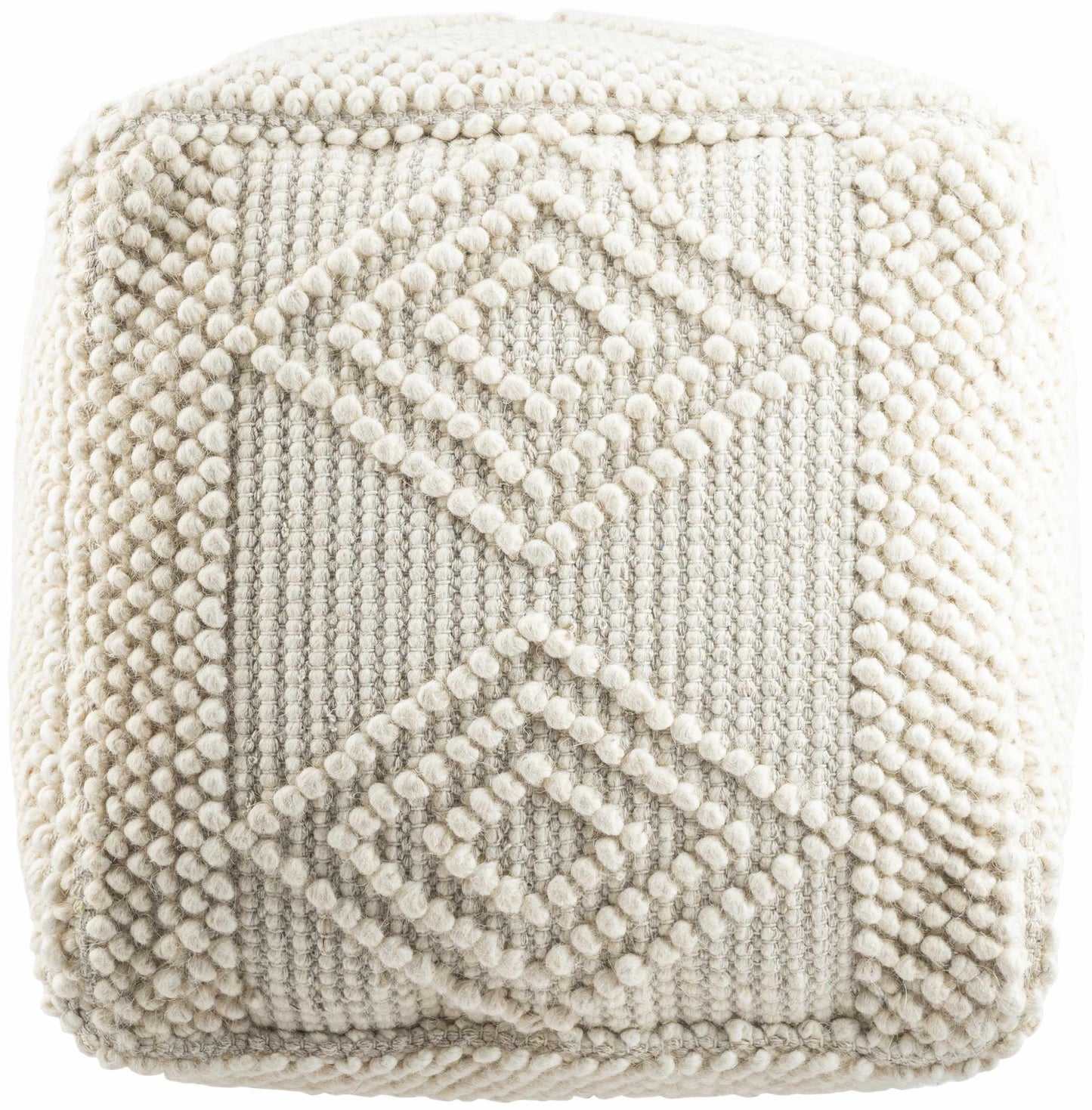 Aveley Beige Cotton Knitted Pouf-2