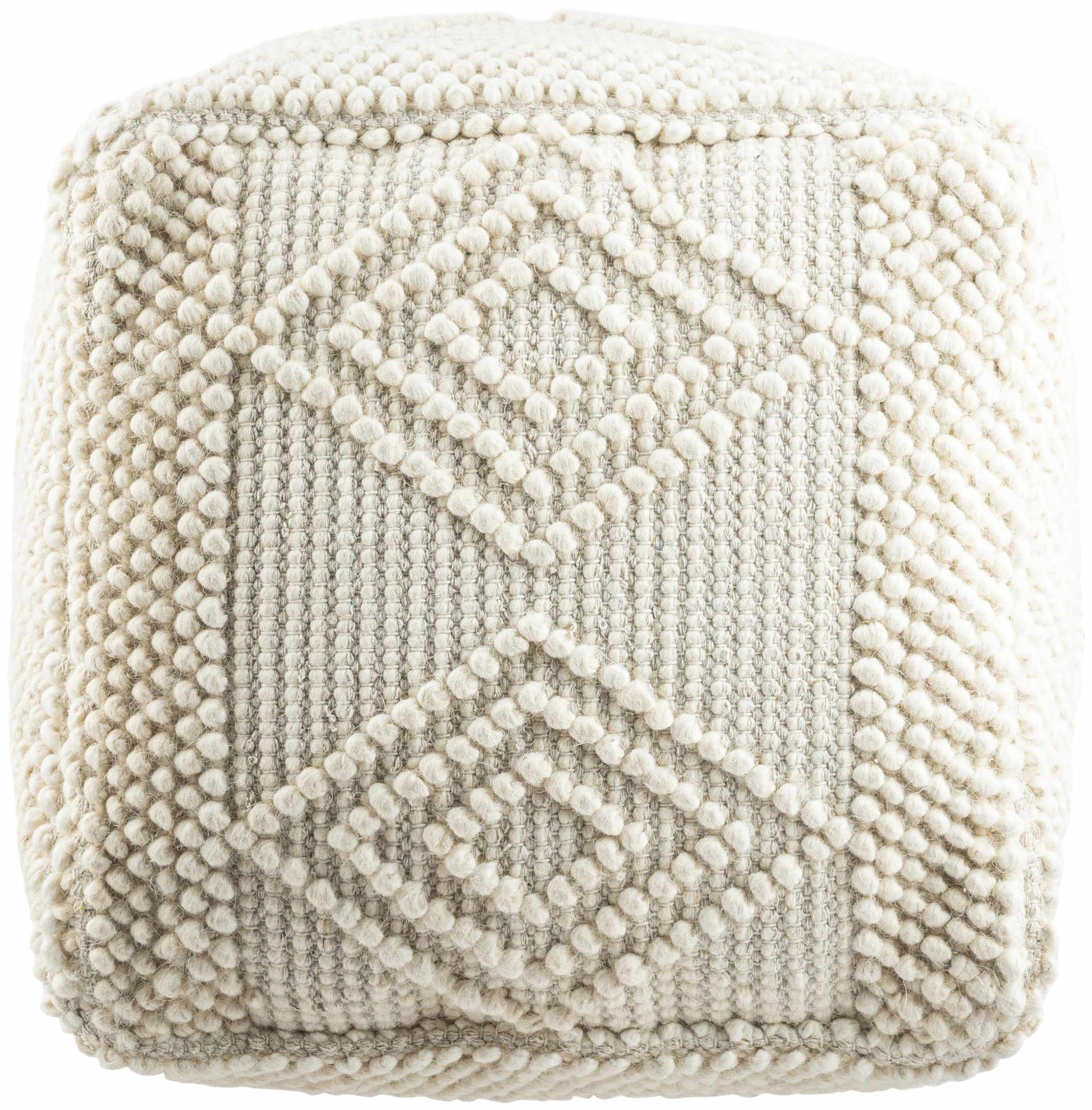 Aveley Beige Cotton Knitted Pouf-2