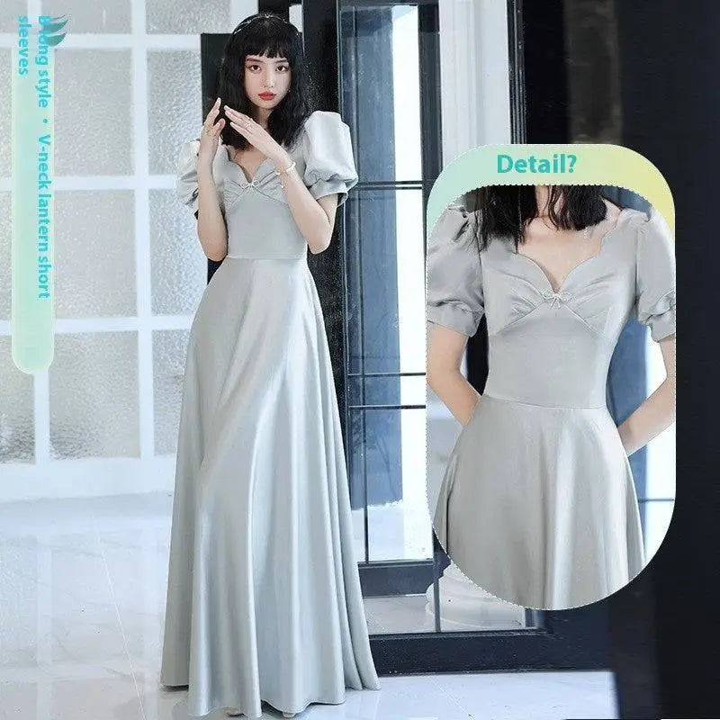 Avocado Green Sisters Group Satin V Neck Midi Dress