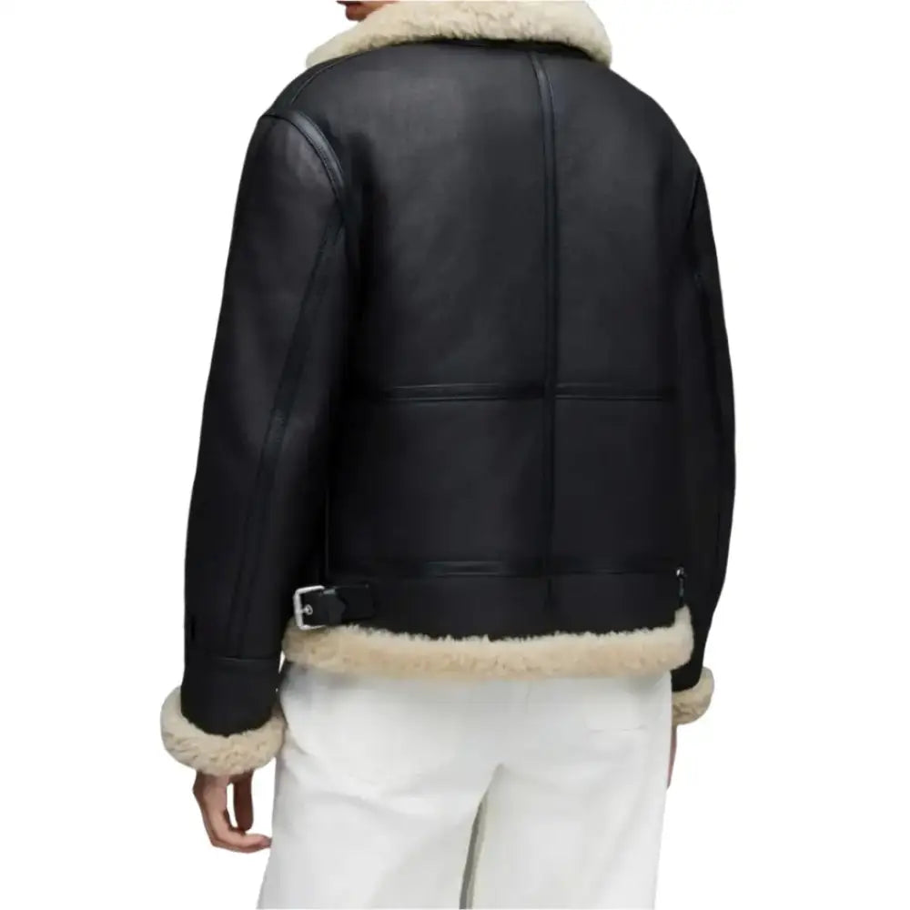 Men’s Black Shearling Leather Aviator Jacket-2