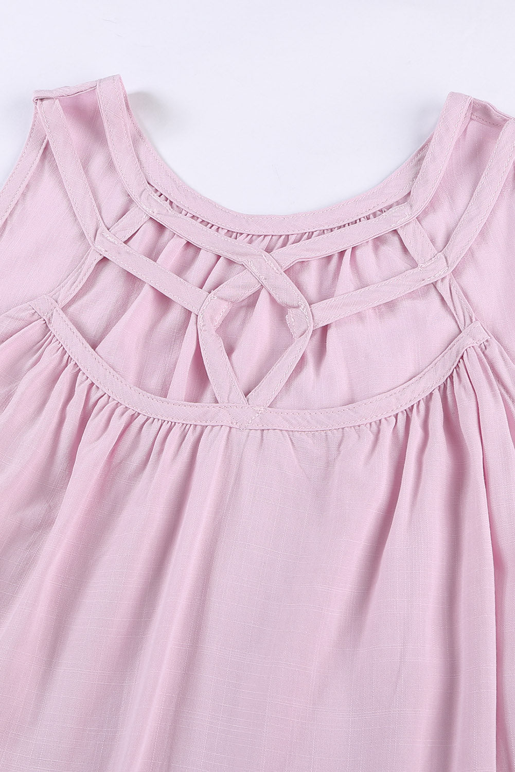 Pink Hollow-out Tank Top
