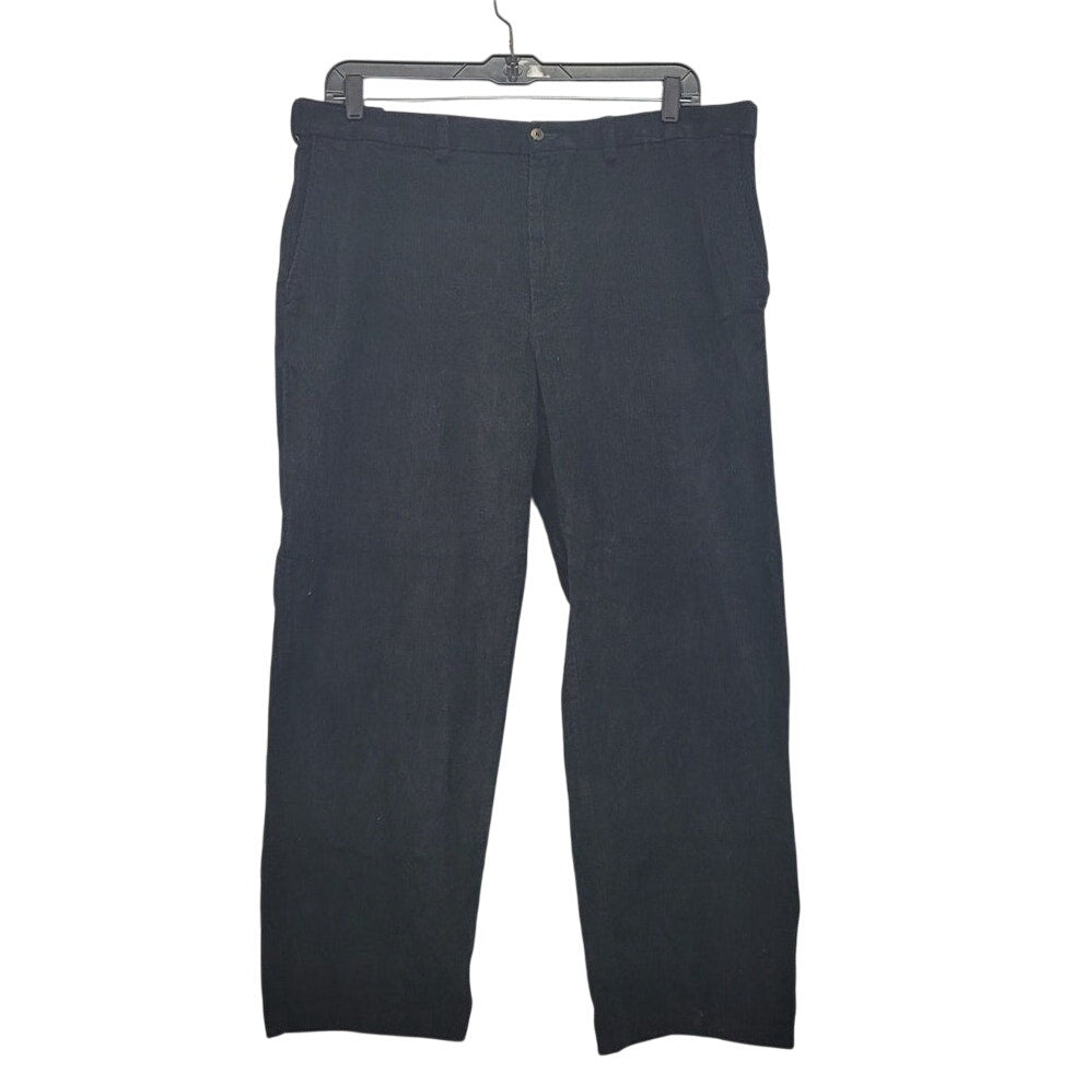 Haggar Mens 42X32 Black 100% Cotton Flat Front Mutli Pocket Corduroy Pants