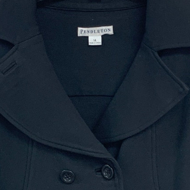 Pendleton Womens 14 Black Long Sleeve Double Breasted Button Up Collared Jacket