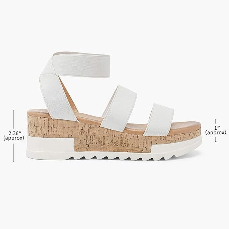 Dream Pairs Womens Size 5 White 2" Platform Sandal Open Toe Ankle Strap Shoes
