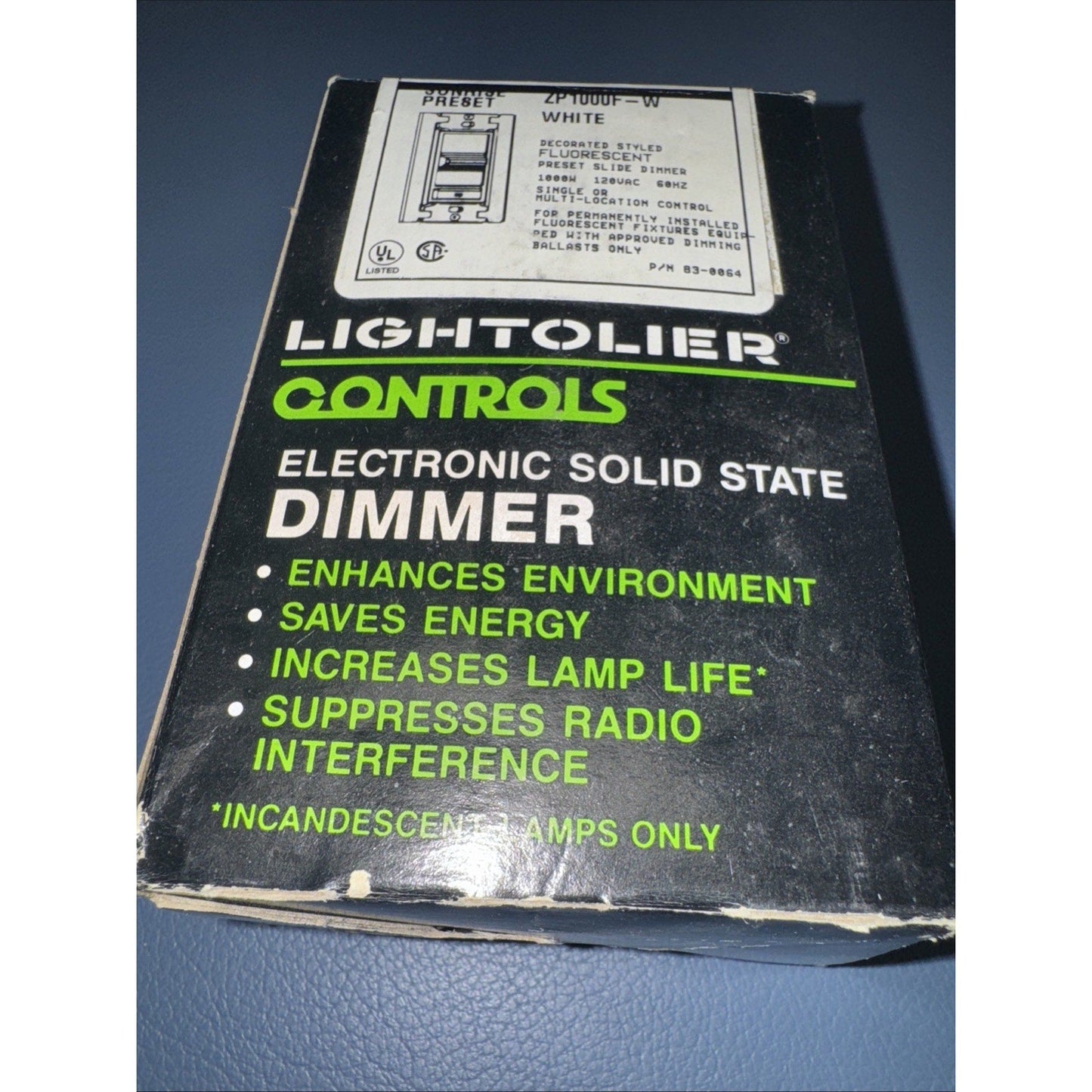 Lightolier Controls Light Dimmer ZP1000F-W Open Box(fluorescent)