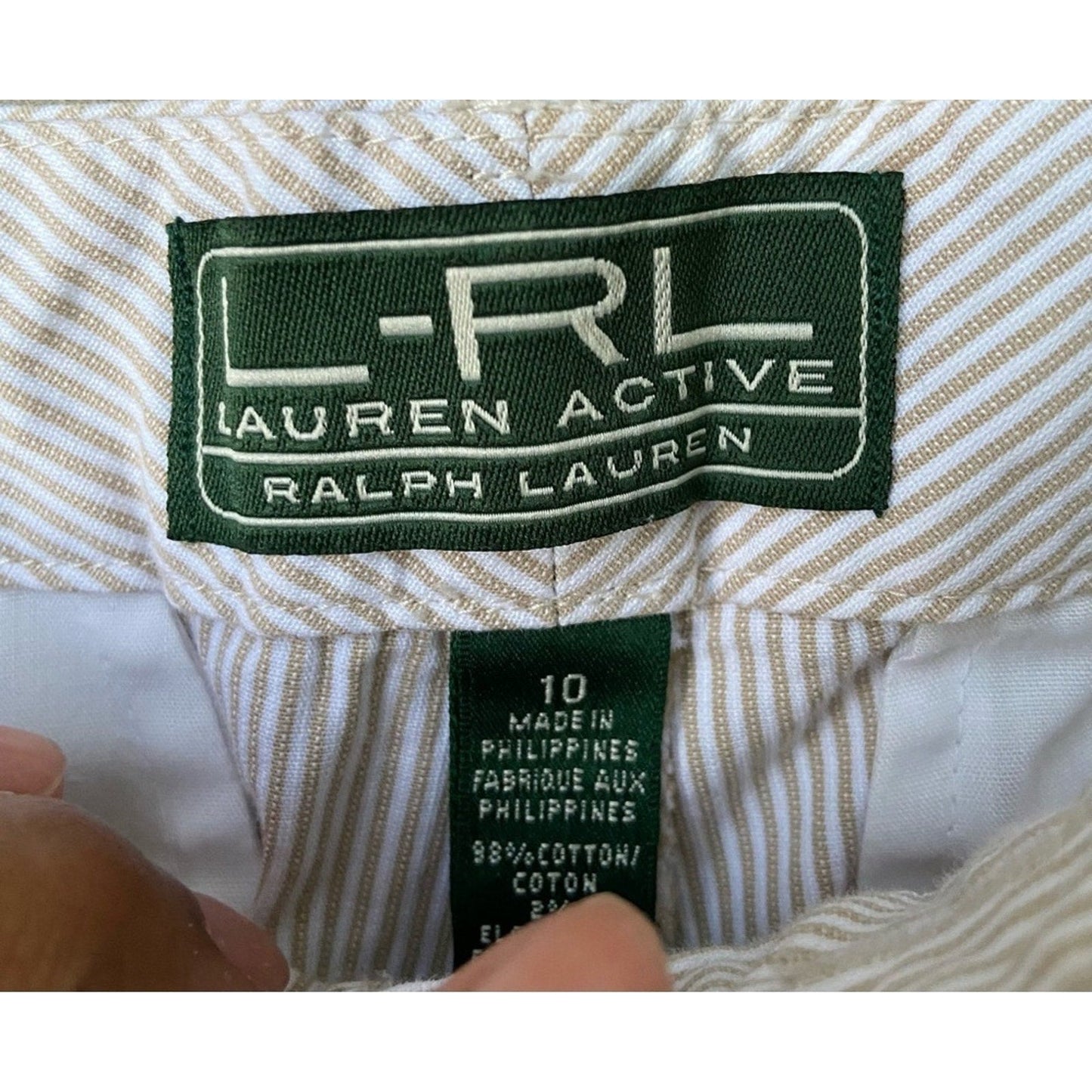 Lauren Ralph Lauren Active Womens Size 10 Striped Seersucker Bermuda Shorts