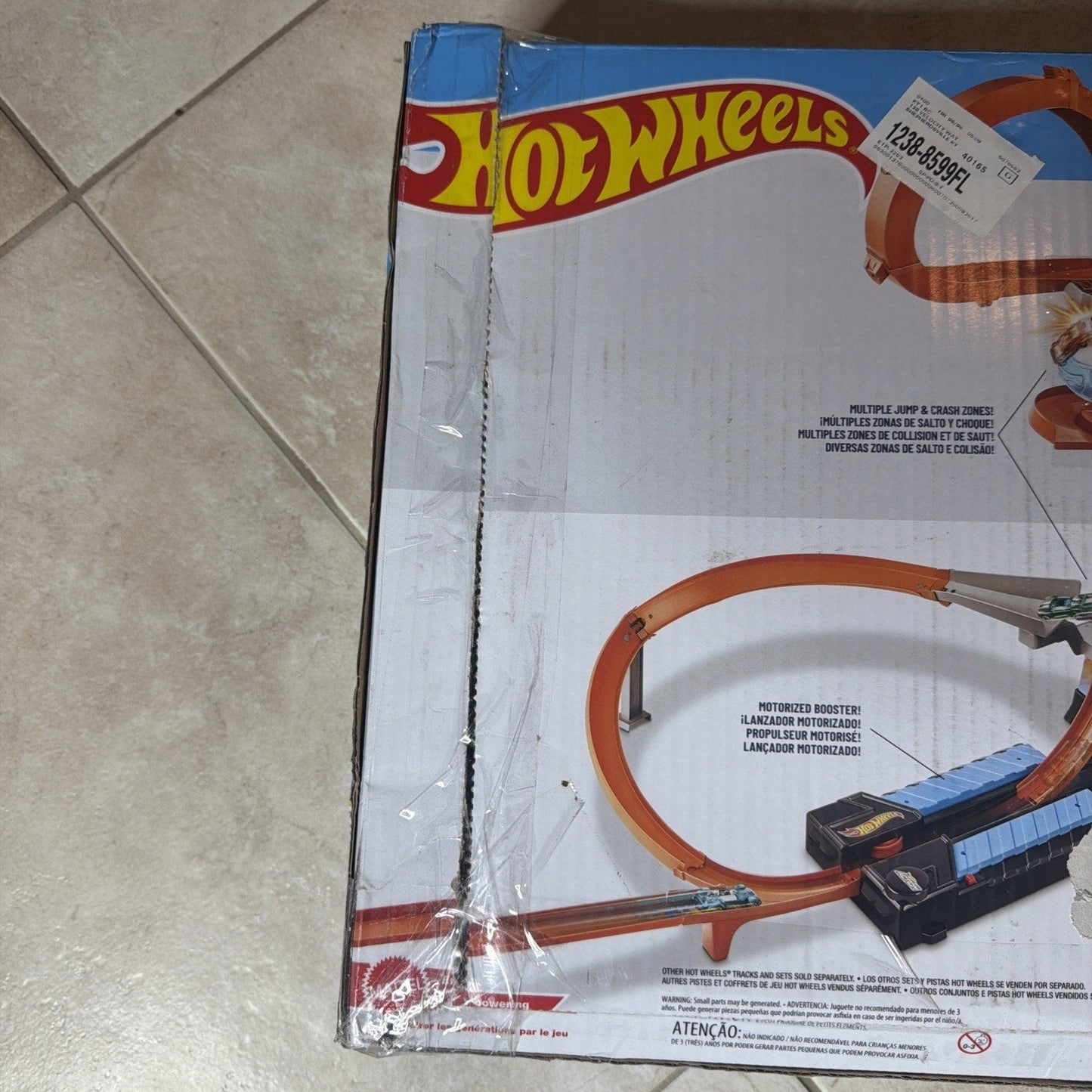 Sky Crash Tower Motorized Track Set with Toy Car, Stores 20+ 1:64 Scale Cars, 27