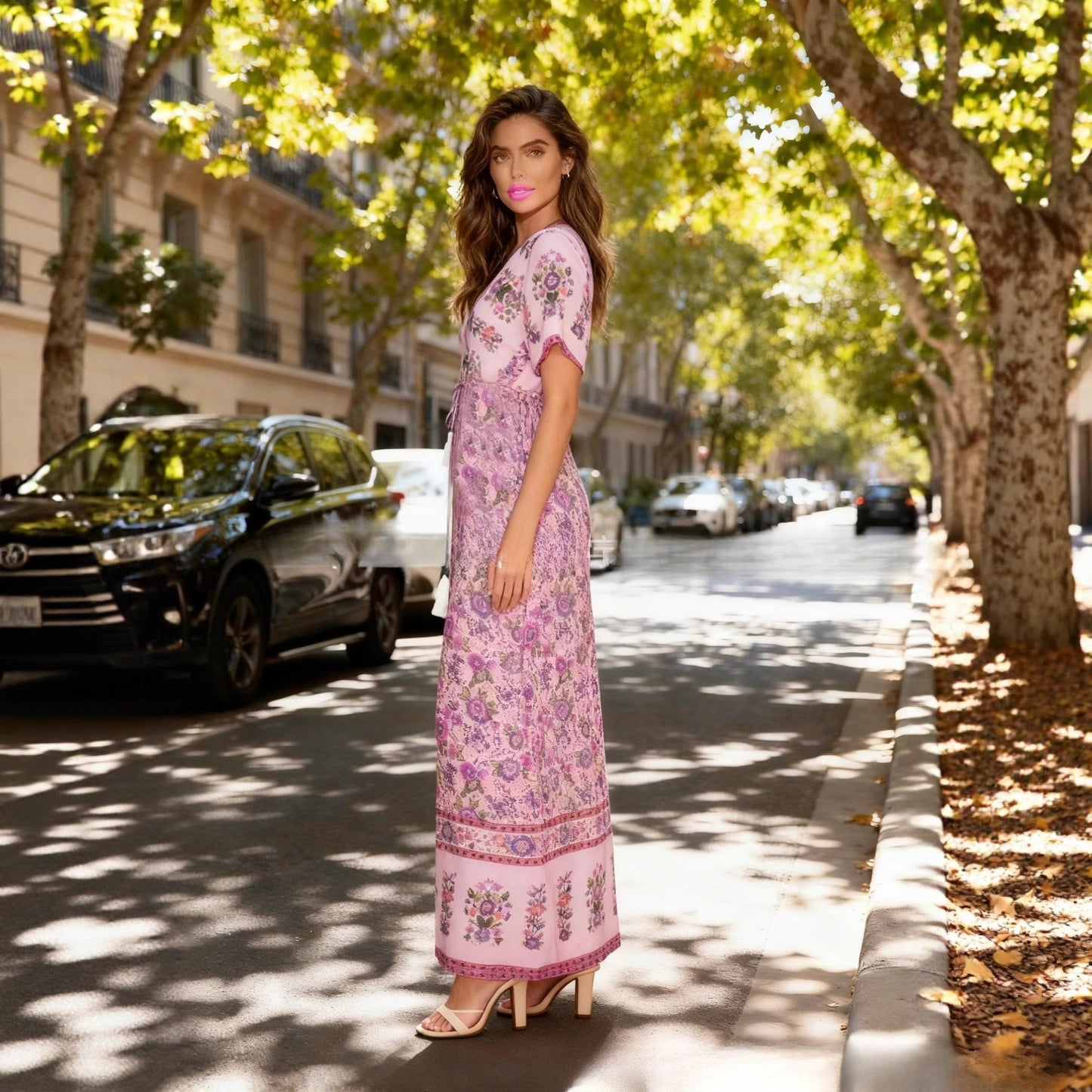 Women's Fringe Bohemian Floral Dress Vacation Beach Maxi Dress