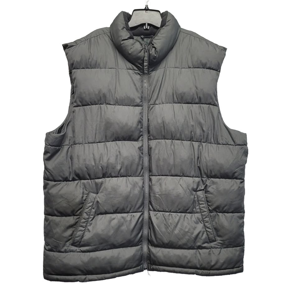 Old Navy Mens Gray XXL Polyester Full Zip Lined Puffer Vest w Front Pockets