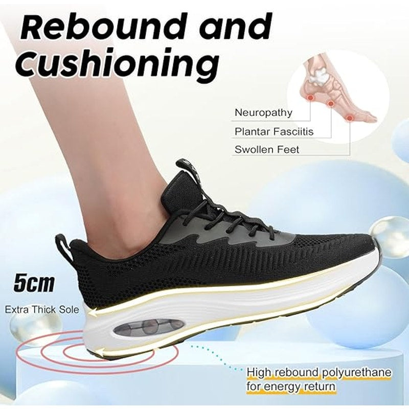 ZYEN Womens Size 8.5 Black Mesh Slip On Wide Toe Box Air Cushion Athletic Shoes