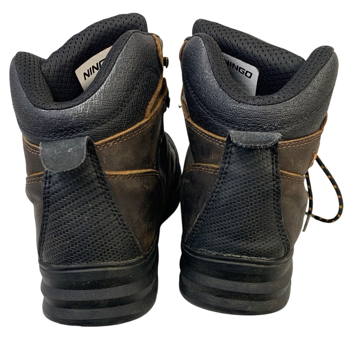 Ningo Mens Size 8.5 Brown Work Boots Lace Up Steel Toe Water Resistant Shoes