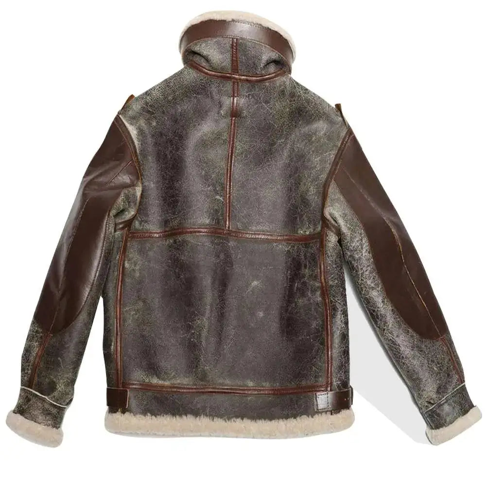 Men's B-3 Vintage Distressed Leather Bomber Jacket-1