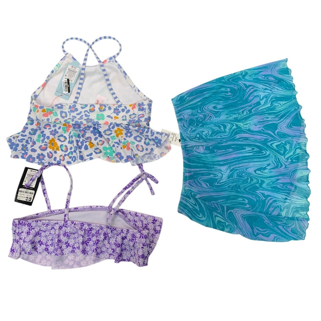 Lot of 3 New Art Class Cat & Jack Girls Large Bikini Top Swim Cover Skirt