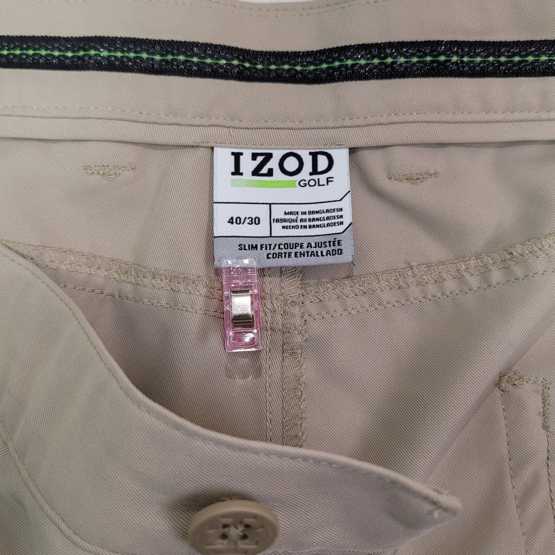 IZOD Golf Mens 40x30 100% Polyester Straight Legged Multi Pocket Golf Pants