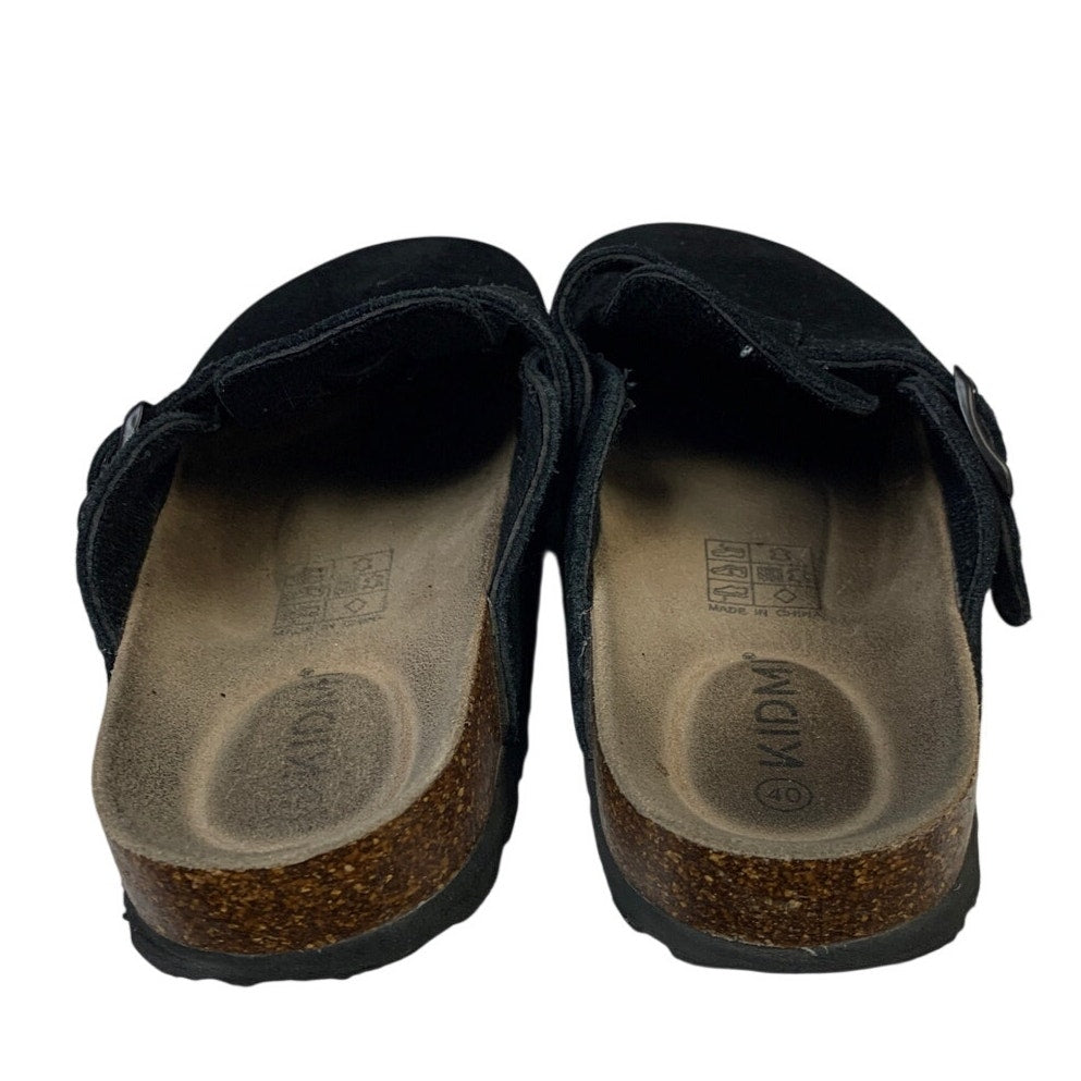 Kidmi Womens Size 8.5 Black Faux Suede Cork Clogs Closed Round Toe Slip On Shoes