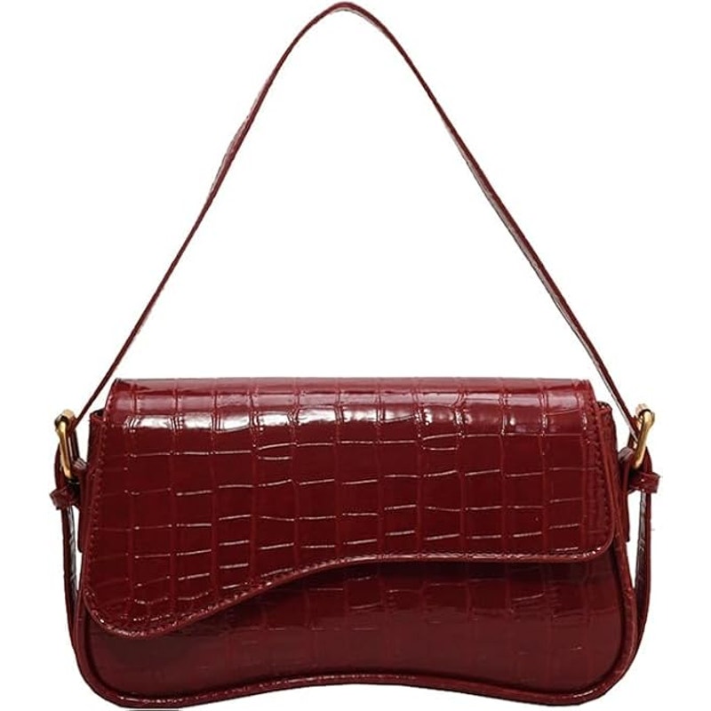 New Womens Crocodile Red PU Leather Removeable Straps Small Shoulder Bag Clutch