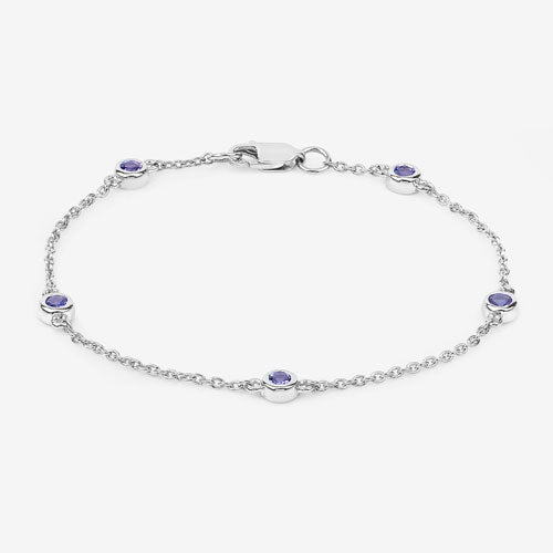 0.50 Carat Genuine Tanzanite .925 Sterling Silver Bracelet