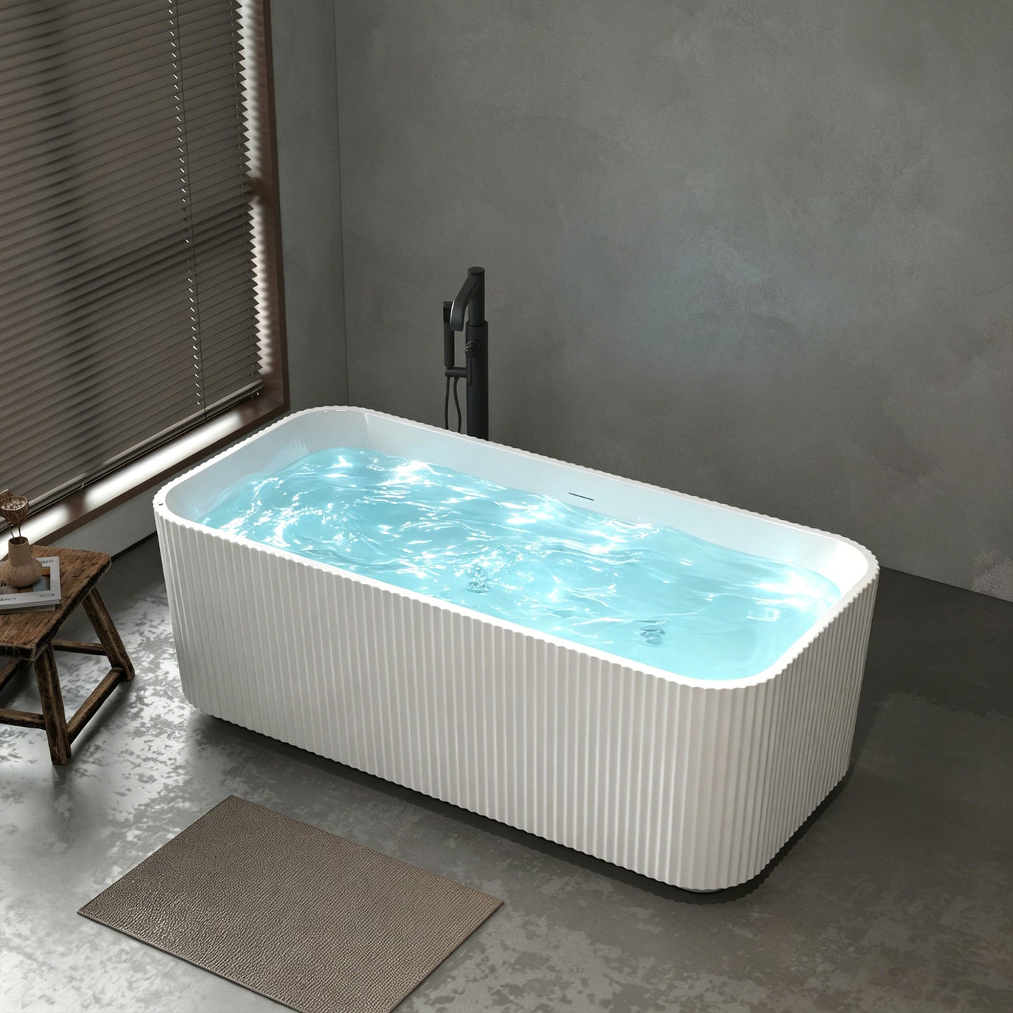 67" Rectangle Linear Acrylic Massage Whirlpool Bathtub