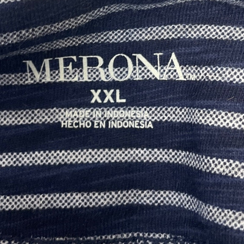 Merona Womens XXL 100% Cotton Short Sleeve Striped Short Sleeve Henley Shirt