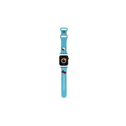 Hello Kitty HKAWMSCHBLB Apple Watch 38/40/41mm készülékhez szilikon szíj Kitty Head kék (305010)-0