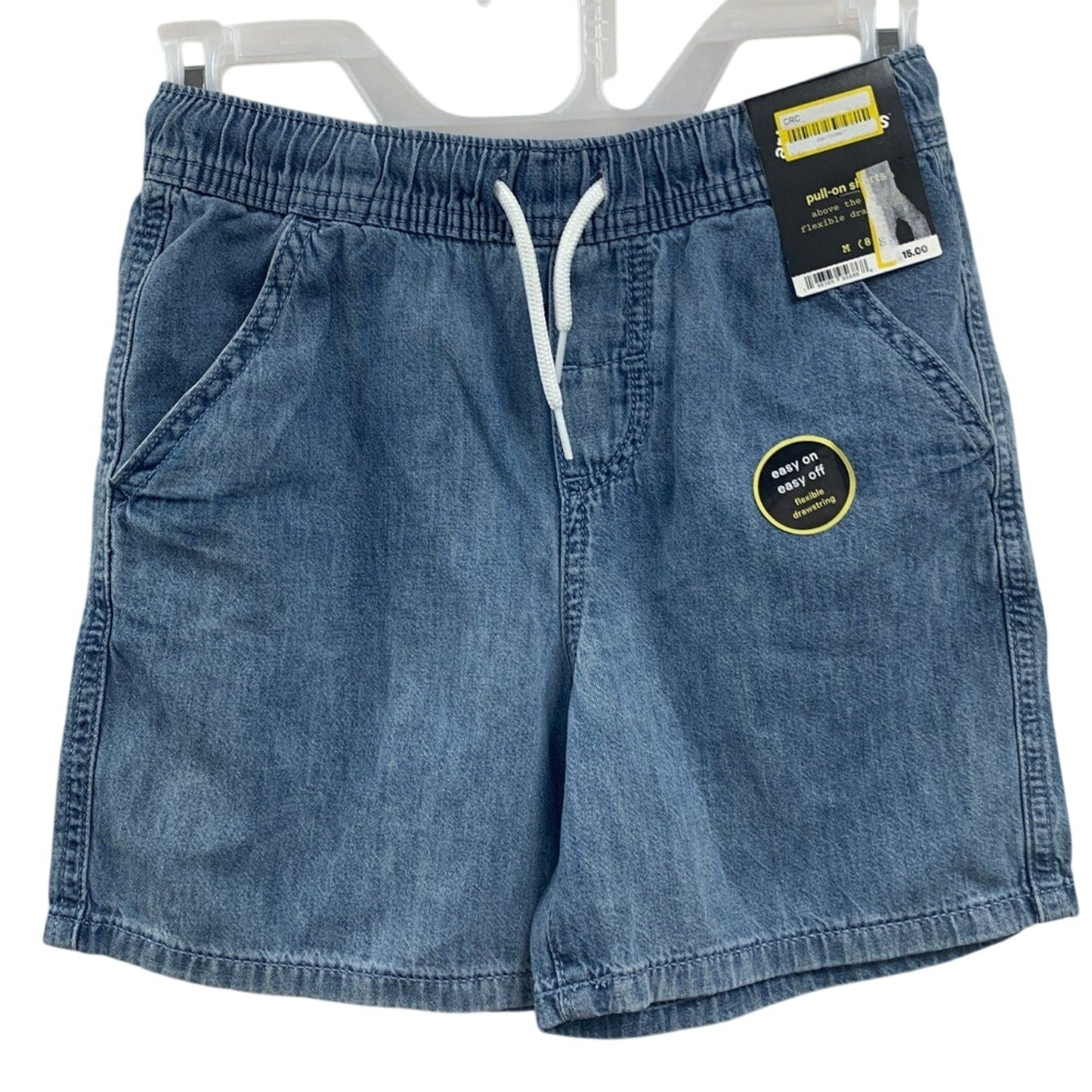 2 New Cat & Jack Kids Large (10/12) Cotton Denim Jean Pull On Elastic Shorts